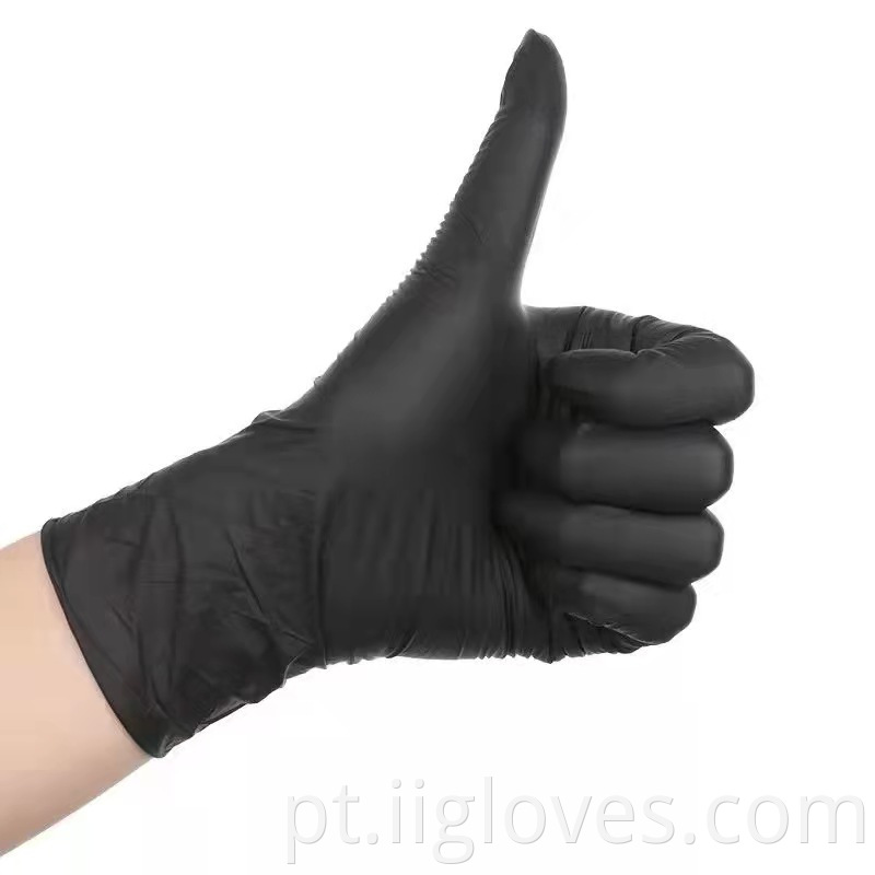 Luvas de segurança elásticas sem alto pó pretas Proteção doméstica 100 PCs/caixa Nitrila Luvas sintéticas